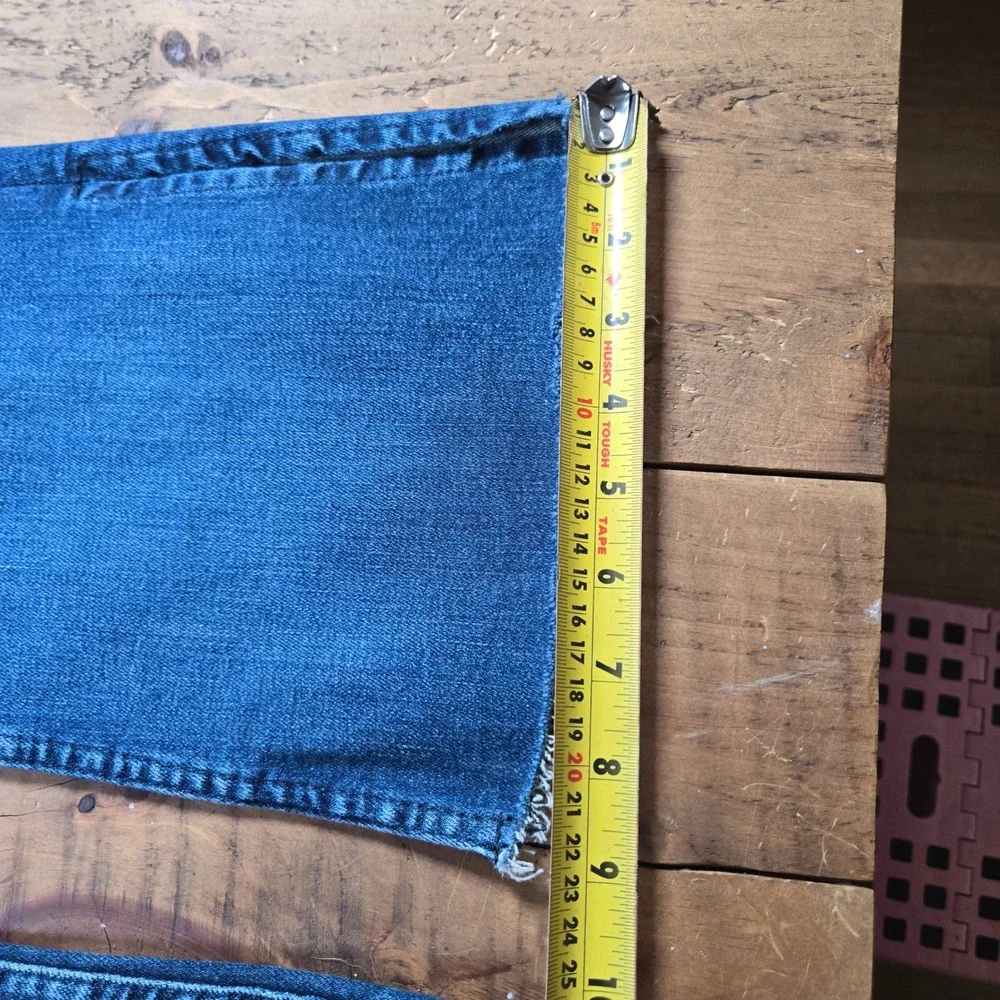 Free People We The Free Level Up Slit Bootcut Jeans Blue Flare Raw Hem 28x31